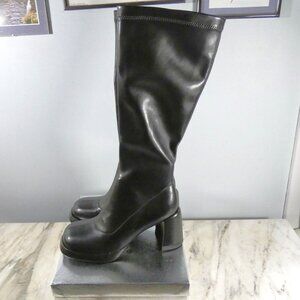 NiB Women's Chunky Platfrom Block Heel Round Toe Shoes Side Zip Boots Black 8.5